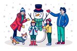 堆雪人的四口之家