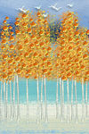 3D水彩森林白鸽背景装饰画