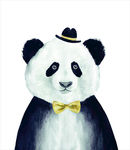 手绘熊猫水墨装饰画背景