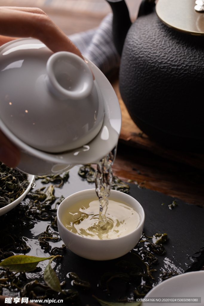 沏茶休闲茶叶背景海报素材