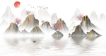 山水古风复古中式背景海报素材