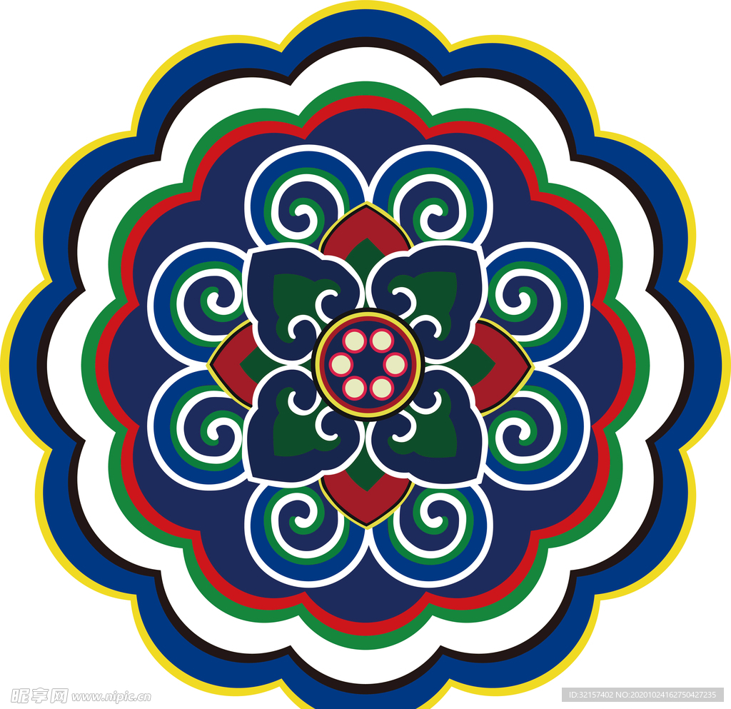 藏式花纹  矢量分层
