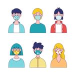 带口罩人物插画