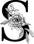线描花朵装饰的字母