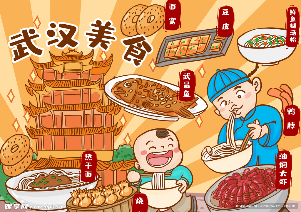 手绘美食 手绘城市