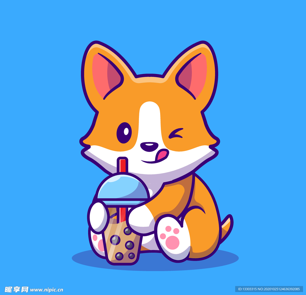 可爱卡通柯基犬