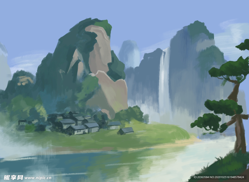 手绘风景