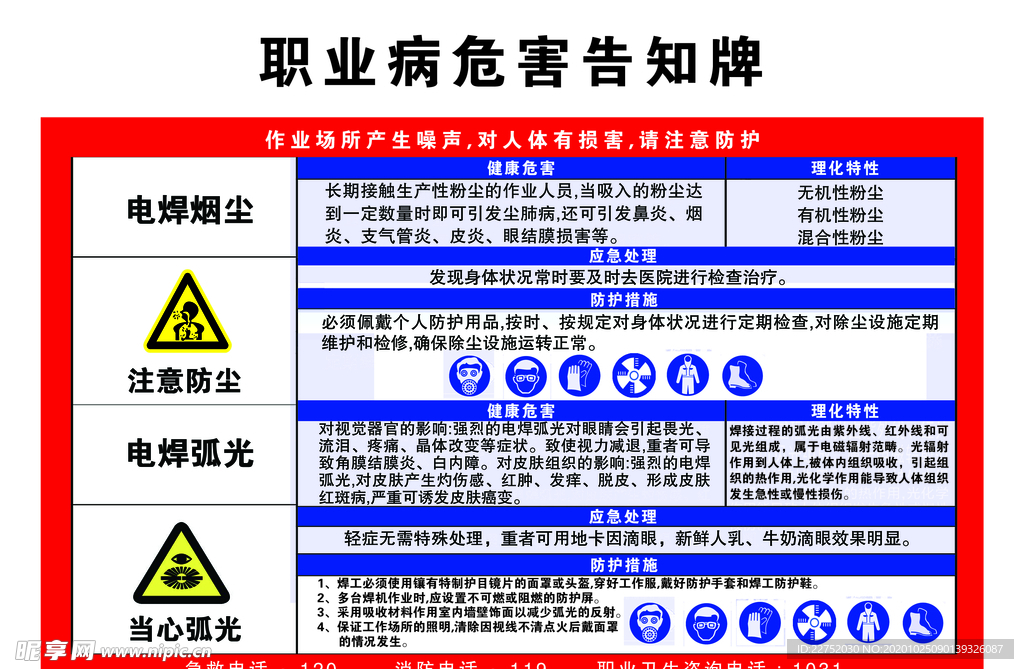 电焊烟尘职业病危害告知牌