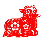 2021牛年剪纸插画