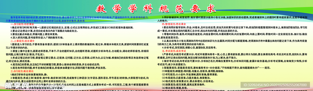 高三数学学科规范要求