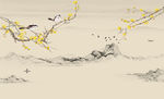 花鸟画 山水风景 银杏树背景墙