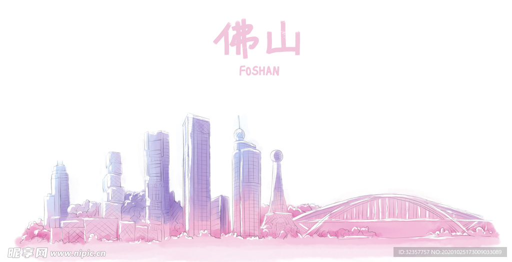 手绘城市 城市地标