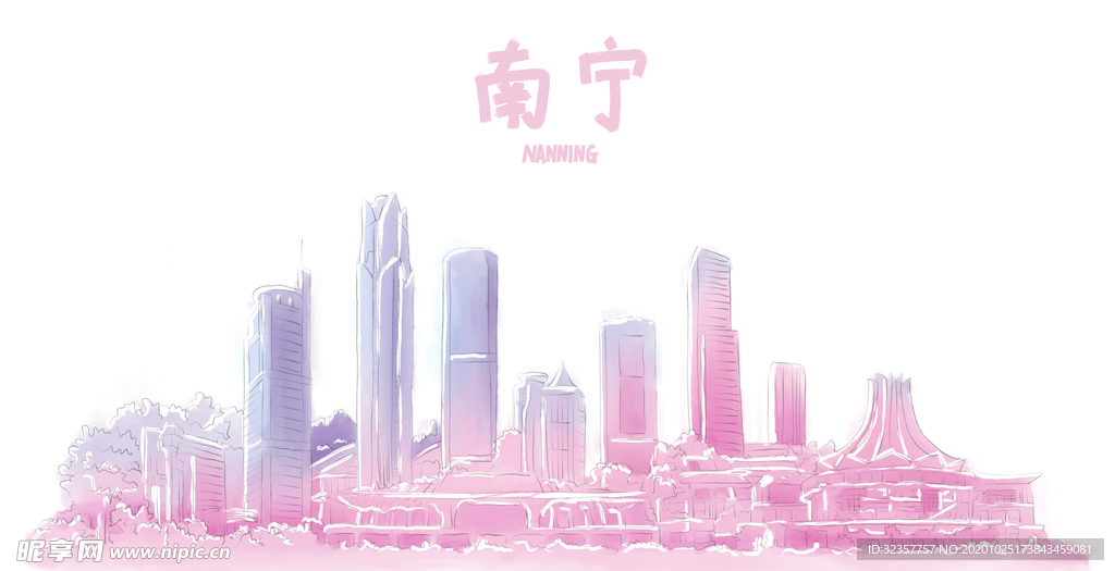 手绘城市 城市地标