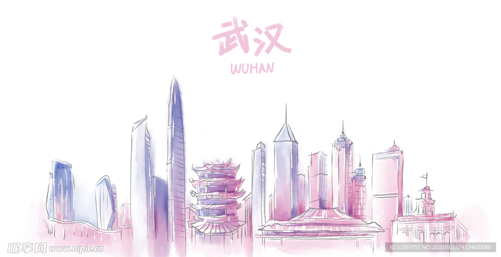 手绘城市 城市地标