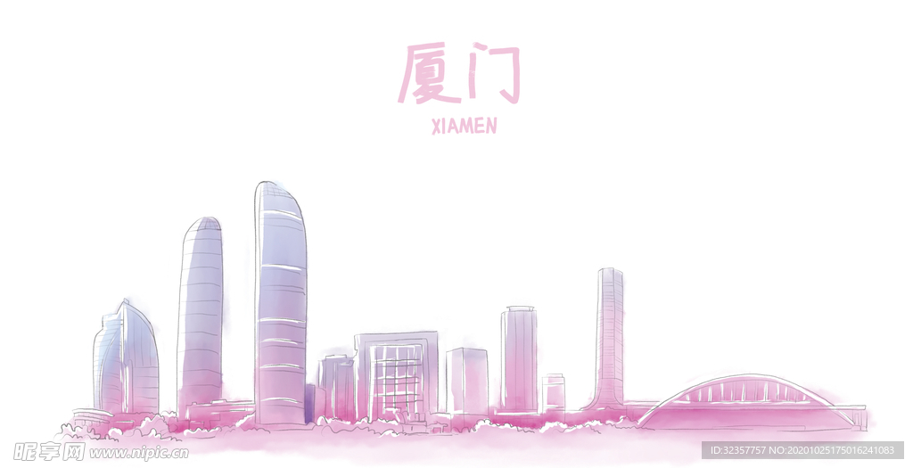 手绘城市 城市地标