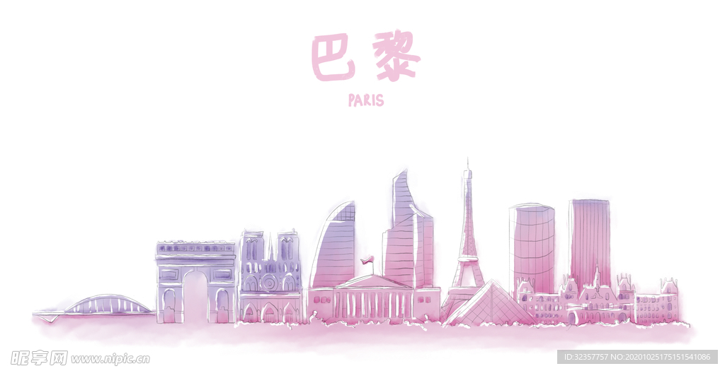 手绘城市 城市地标