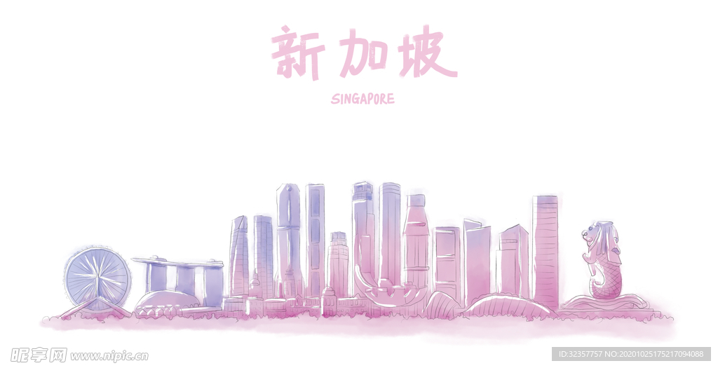 手绘城市 城市地标