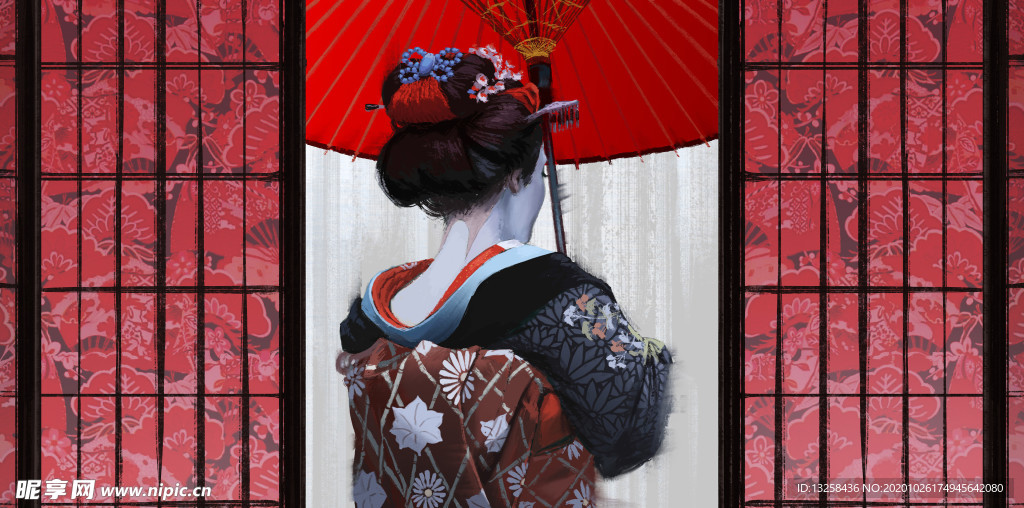 彩色动漫人物插画背景