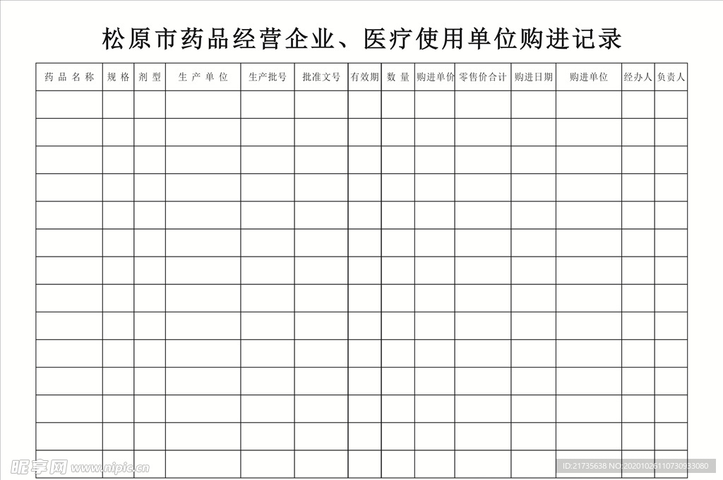 药品企业购进记录