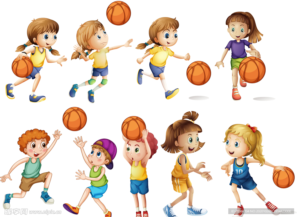 卡通篮球儿童