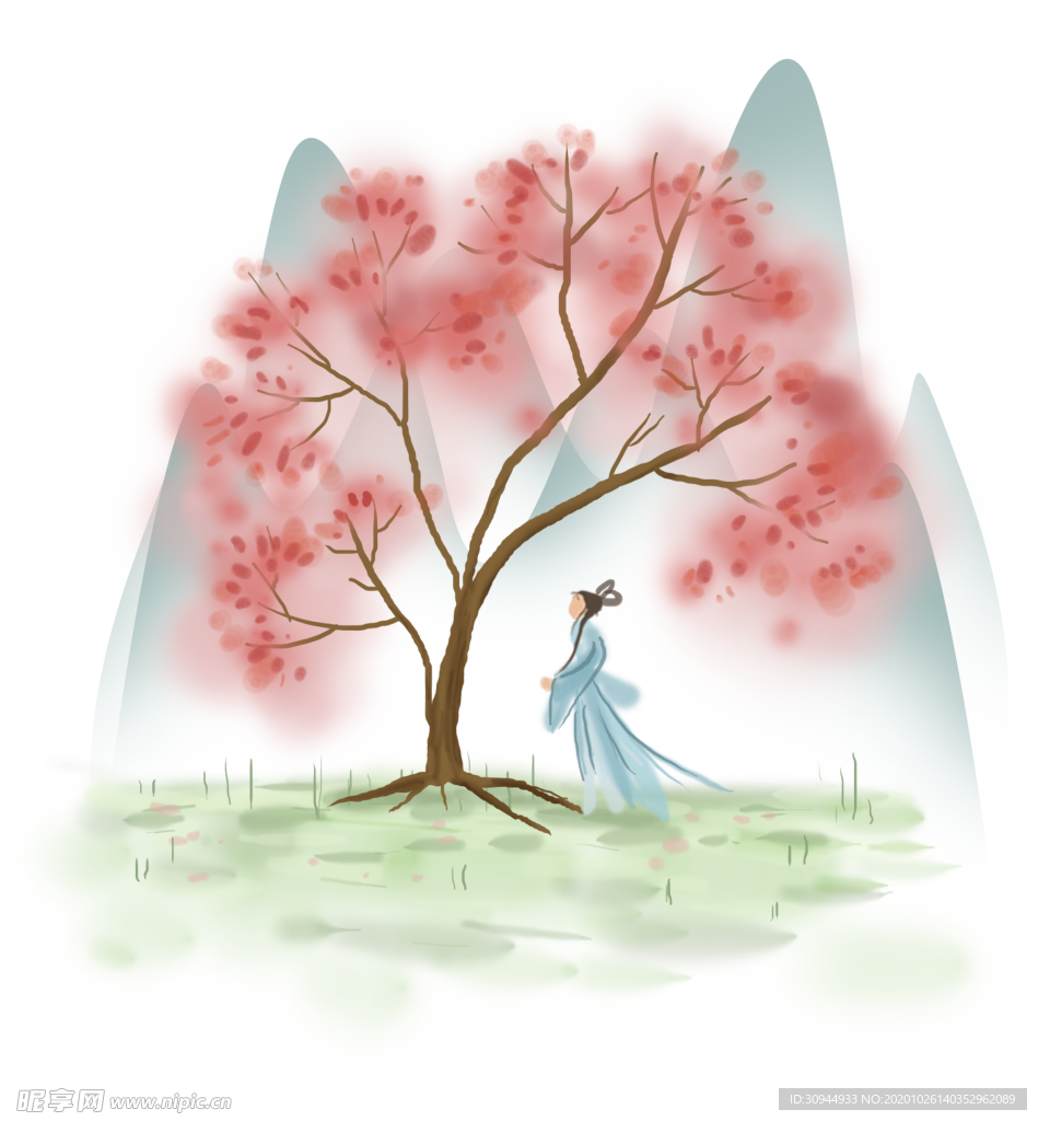 手绘樱花素材