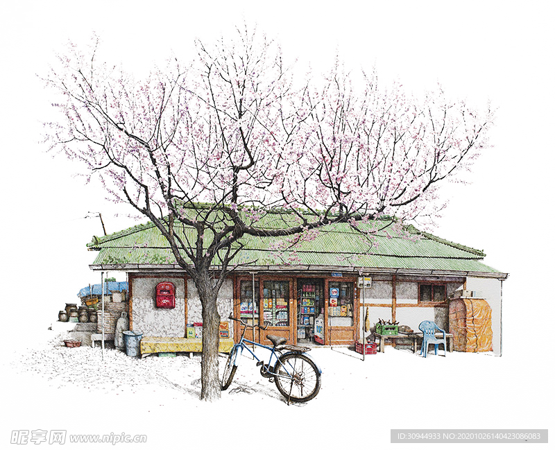 手绘樱花素材