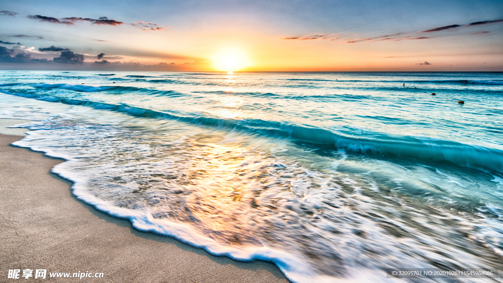 海边 沙滩 夕阳背景墙