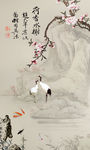 梅花 鹤 九鱼 玄关图