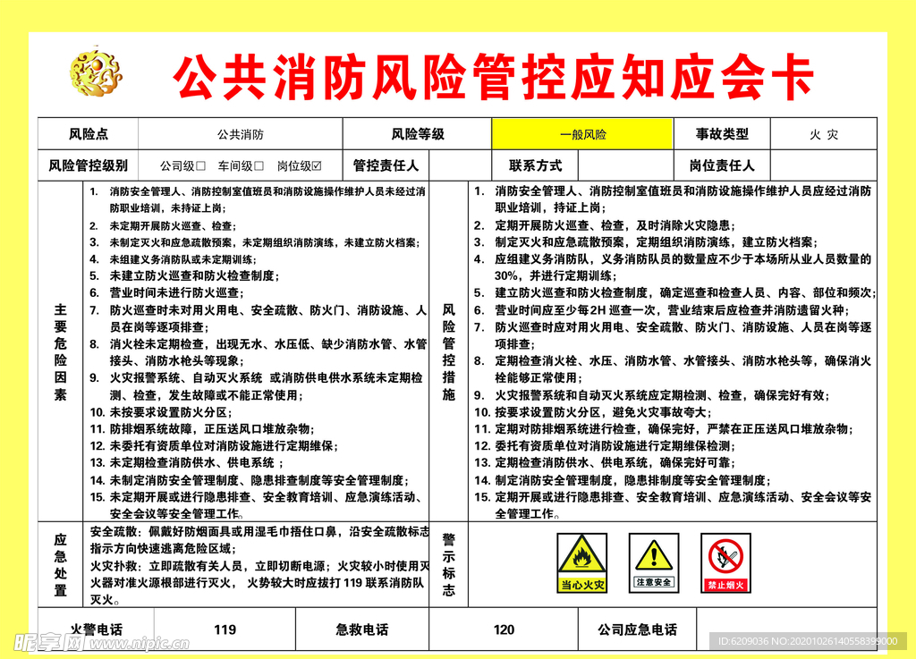 公共消防风险管控应知应会卡