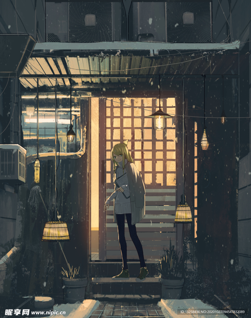 彩色动漫人物插画背景