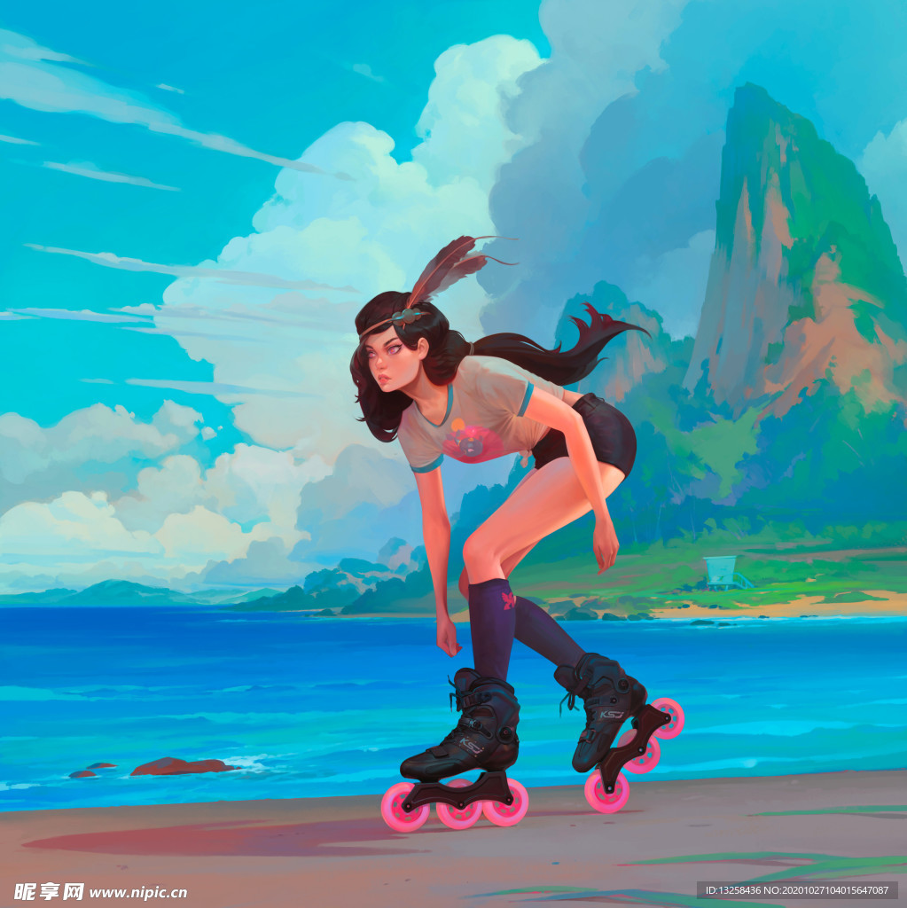 彩色动漫人物插画背景