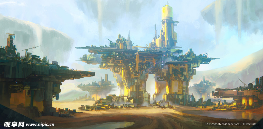 彩色动漫插画风景背景