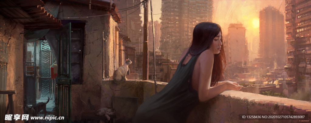 彩色动漫人物插画背景