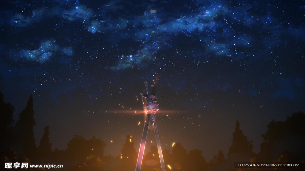 彩色动漫插画风景背景