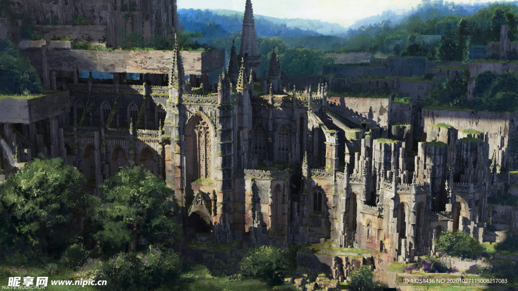 彩色动漫插画风景背景