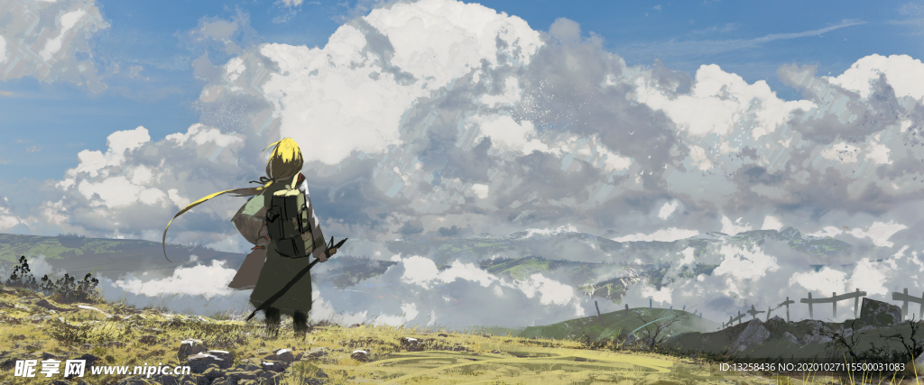 彩色动漫人物插画背景