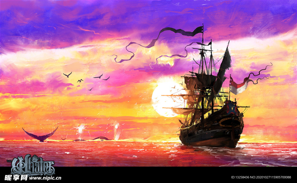 彩色动漫插画风景背景
