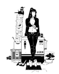 黑白动漫人物插画背景