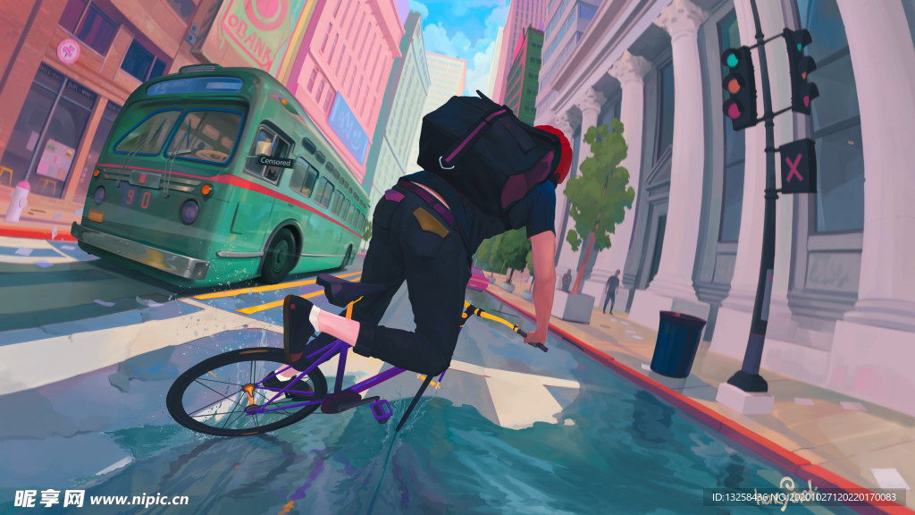 彩色动漫人物插画背景