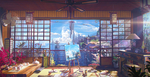彩色动漫插画室内背景