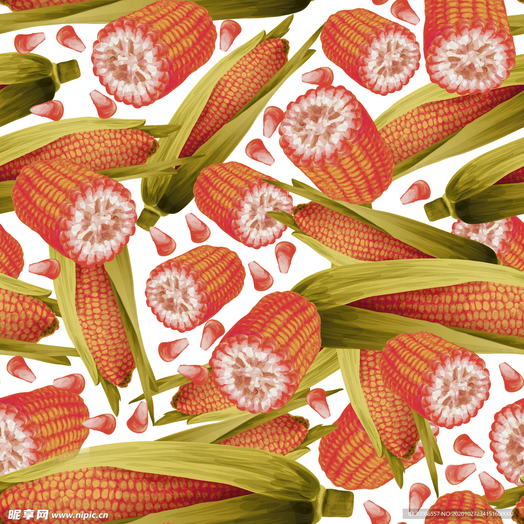 数码印花 手绘花  玉米