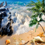 沙滩椰子树背景