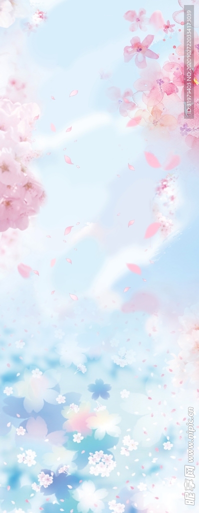 樱花蓝天白云背景图