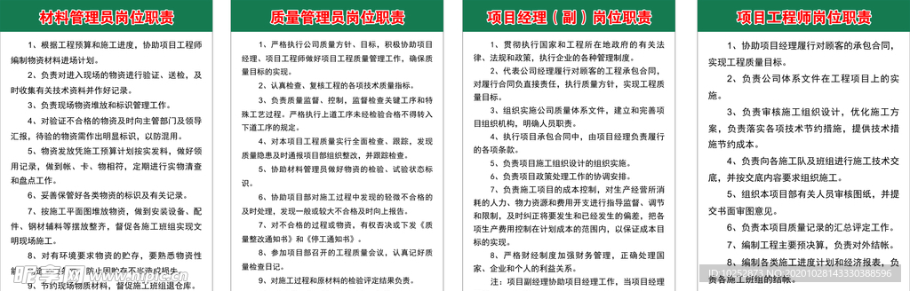 材料管理员质量管理员项目经理项