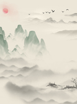 复古水墨山水海报