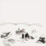 山 树 山水画 中国风 塔