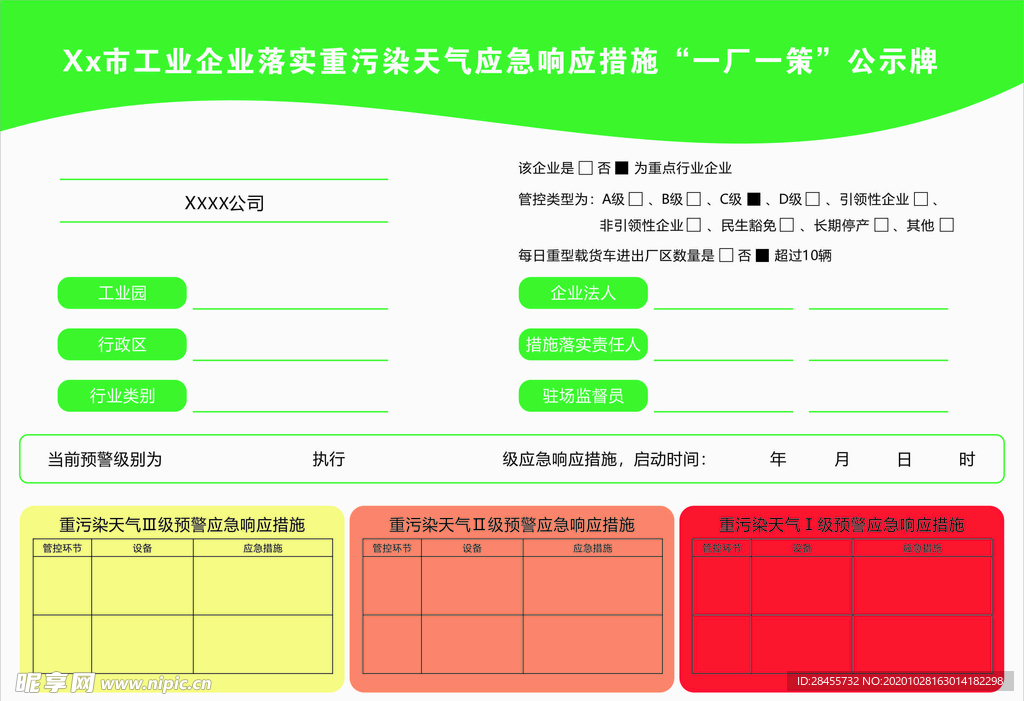 重污染天气响应措施公示牌