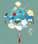 韩风春节海报图片