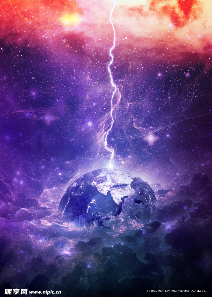 科技感闪电星球背景素材