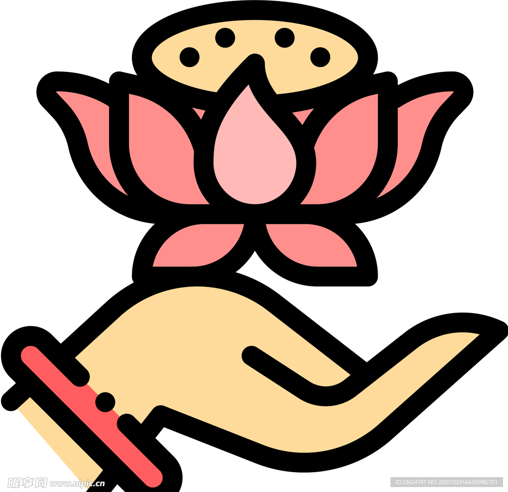 矢量手持莲花